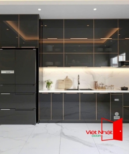 Mẫu tủ bếp cánh kính 6 