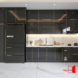 Mẫu tủ bếp cánh kính 6 